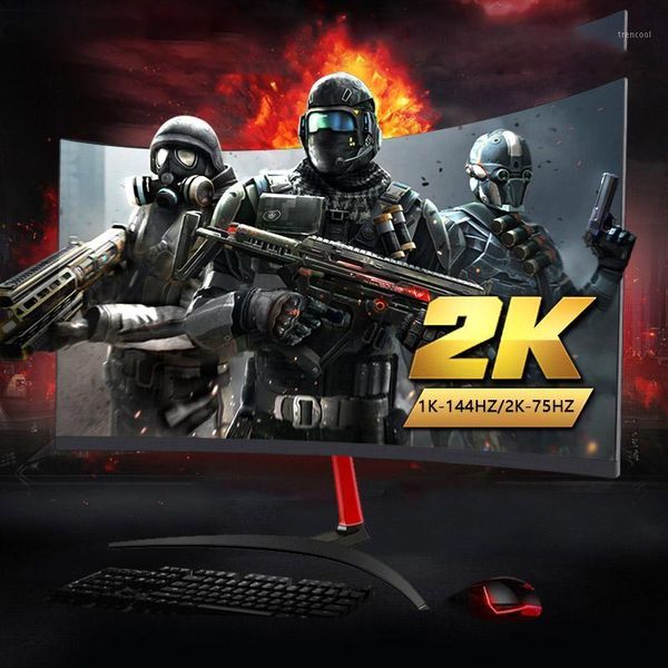 Мониторы 2K 24-дюймовый ЖК-монитор ПК 2560ￗ1440 Изогнутый экран Gamer 144hz HD Gaming Display для настольного/USB-компьютера1