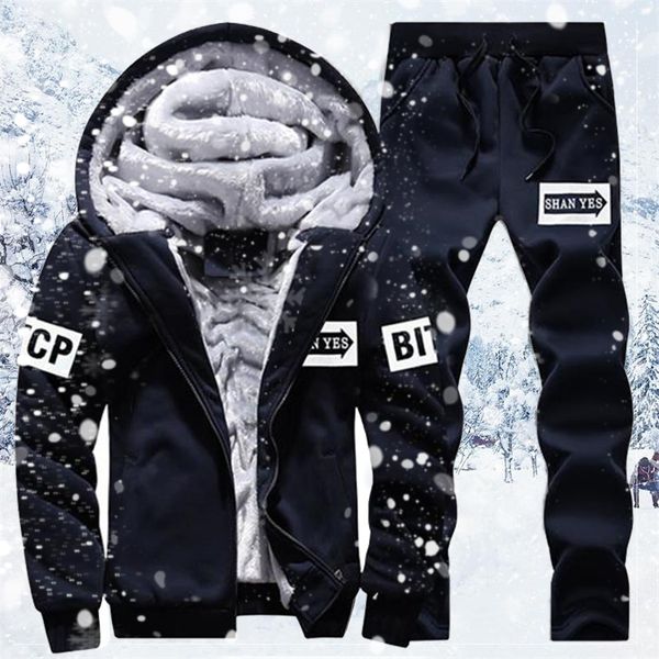 

мужчины / женщины 2020 tracksuit флис с капюшоном куртка + штаны толстовки толстовки комплект костюма пальто спортивная осень зима теплый пу, Black