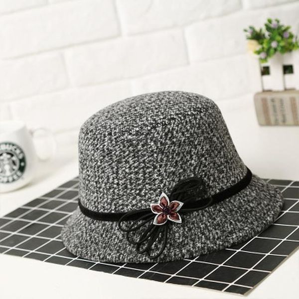 

2017 winter womens fedora caps vintage sun hats for woman lady wide brim wool felt flowers hat for women bbyrju alice_bag, Black;white