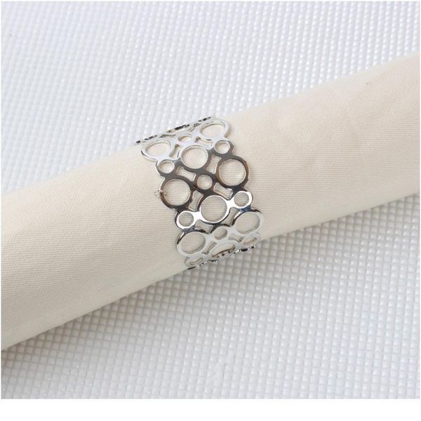 

6/10/50pcs/lot gold silver metal hollow carving round napkin ring for wedding party banquet event l re qylgxx