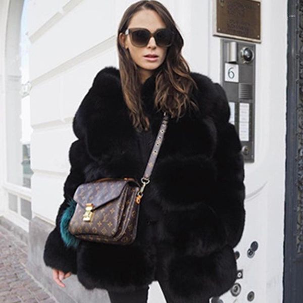 

women autumn black faux fur coat winter thick warm new outerwear shaggy fur jacket veste femme female clothing ed50pc1