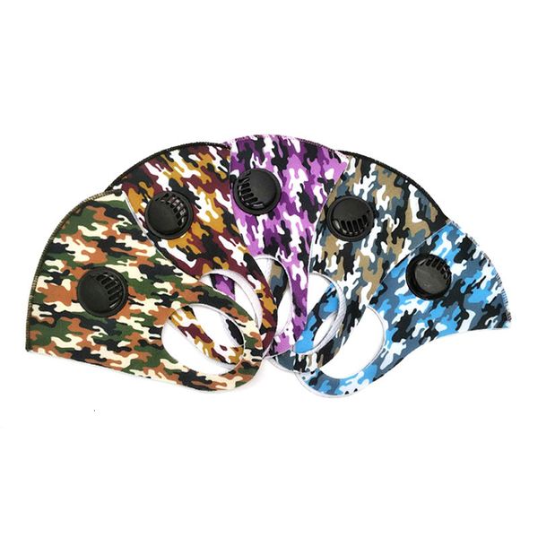 

camouflage mouth masks with breathing valve camo print earloop respirator dust filtrition face mask for man and woman