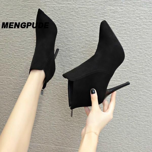 

boots mpd women high heel booties large fashion female high-heeled young ladies 10 cm ankle winter zapatos de mujer1, Black