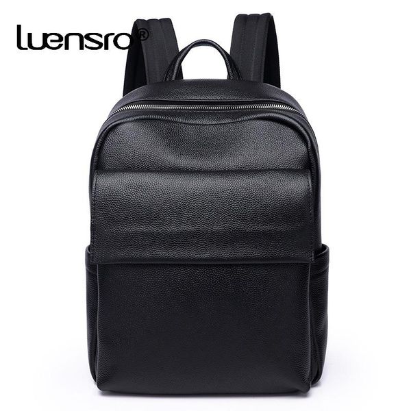 

men backpack fashion genuine leather backpack casual school college student bag computer bag mochila men travel