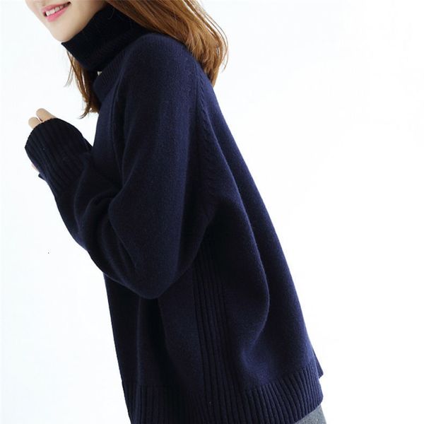 

thick 2021 new female sweater big turtleneck lazy fashion loose and versatile women's knitting n7lt, White;black