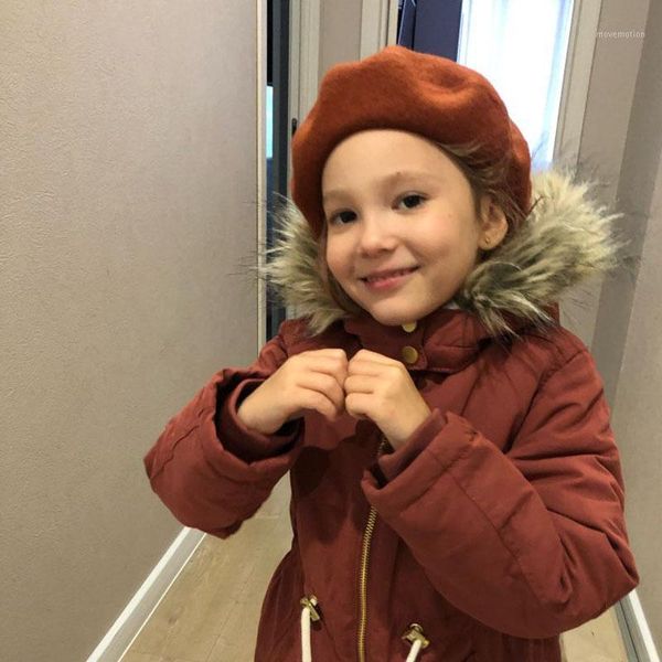 

winter wool flat children's beret wool sesame seed cake hat solid color hat warm knitted spot girls winter hats kids berets1, Blue;gray