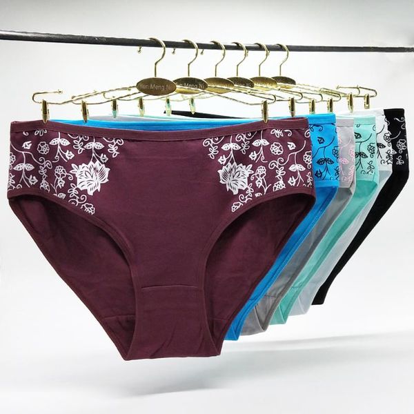 

1-6 pcs/lot wholesale europe america women's clothing solid color women plus size 2xl 3xl 4xl cotton briefs panties 89315, Black;pink