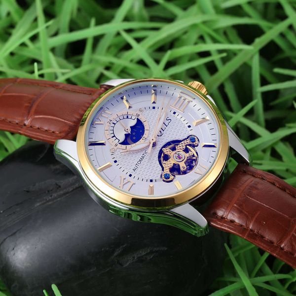 

trend new men's watch waterproof simple watch men's student korean leisure fashion mechanical watch, Slivery;brown
