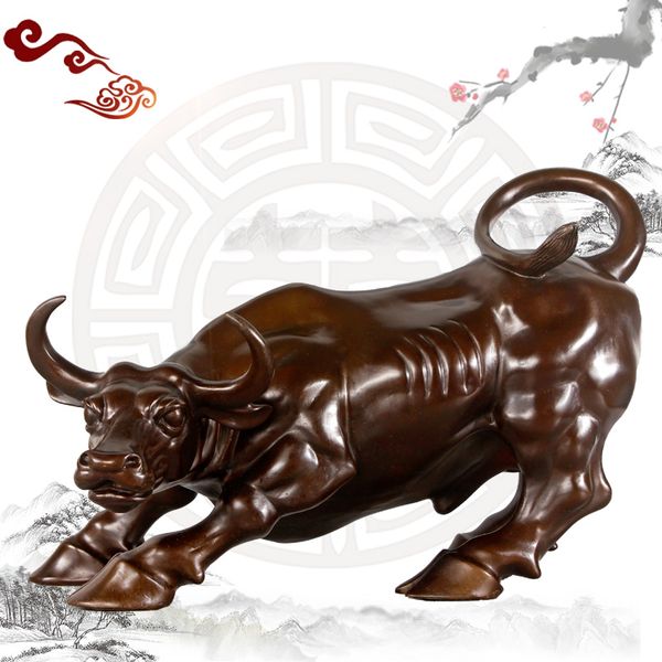 

8pieces 8inch big wall street bronze fierce bull ox statue