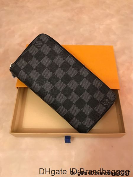 

высокое качество оптовой продажи 6 цветов моды одиночный молния дизайнер мужчин женщин кожаный бумажник леди дамы длинный кошелек с оранжево, Red;black