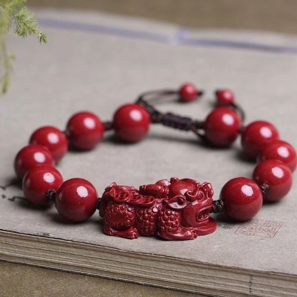 

customized natural red organic cinnabar chinese pixiu bracelet beads accessories diy bangle charm jewellery fashion amulet gift, Black