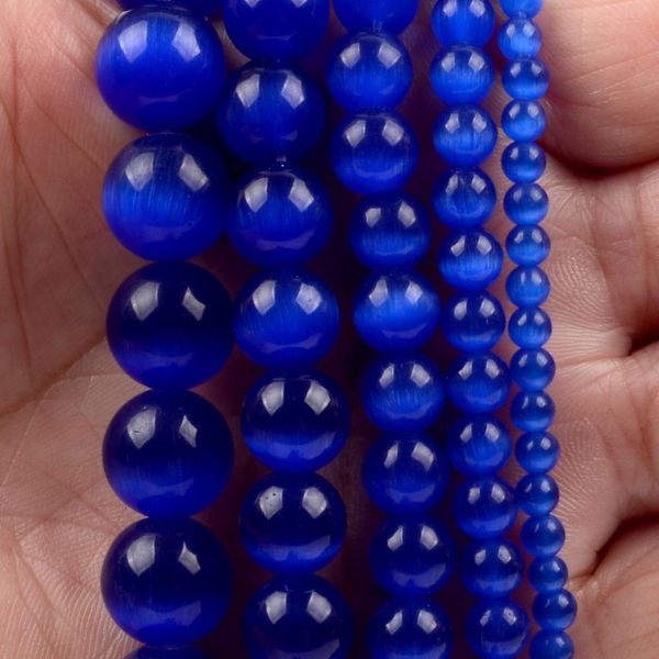 

wholesale natural blue cat eye stone round loose spacer beads for jewelry making 4/6/8/10/12mm diy bracelet handmade necklac