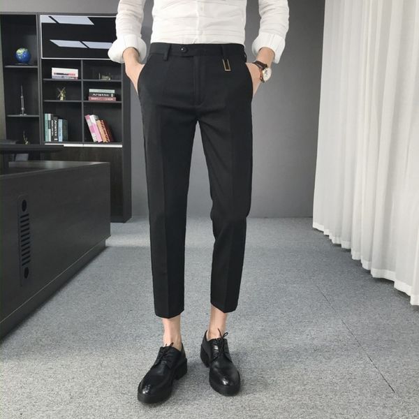 

xta8b and new men's embroidered ankle-length trousers 2020 trouserscasual fashion men's metal decorative ankle pants work thin pan, Blue