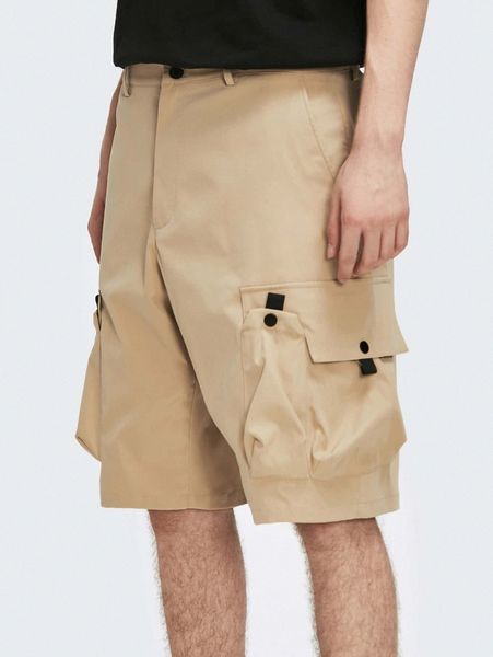 

men flap pocket patched shorts e46i#, Black