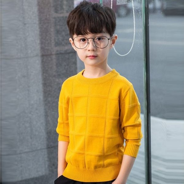

ins baby boys sweater 5-13 years old online celebrity children's sweater jacquard square boy clothes baby knit sweater y200901, Blue