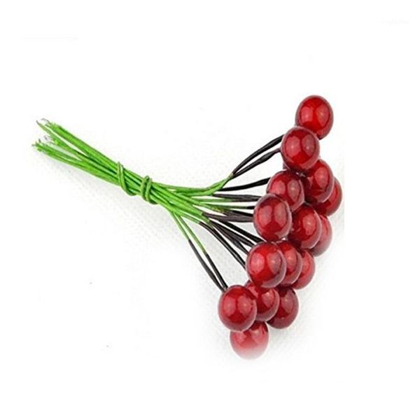 

christmas decorations 30pcs red berries diy artificial fruit berry holly flower branch wreath craft decoration colorful1