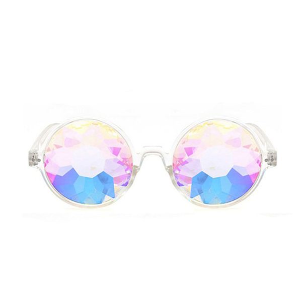 

kaleidoscope glasses round rave men women party psychedelic prism diffracted lens edm sunglasses female