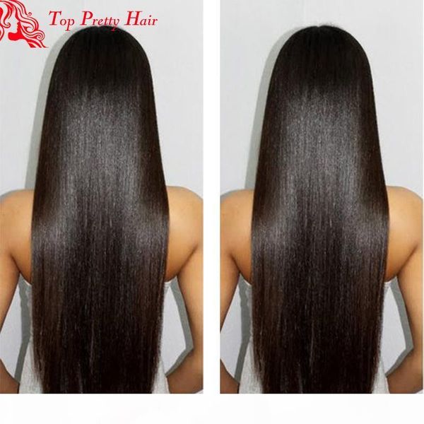 

silk light yaki wig virgin human hair 4x4 silk base full lace human hair wigs yaki straight lacefront wig for women, Black;brown