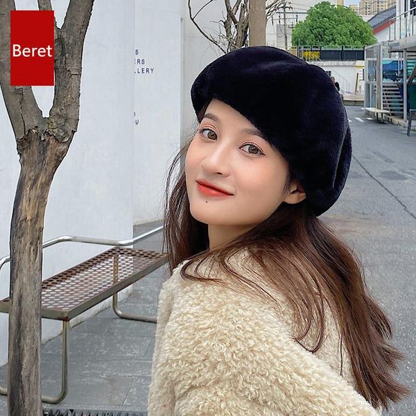

new autumn winter bayley hat lady hat han edition plush warm - warmth fashion retro british painter factory wholesale, Blue;gray