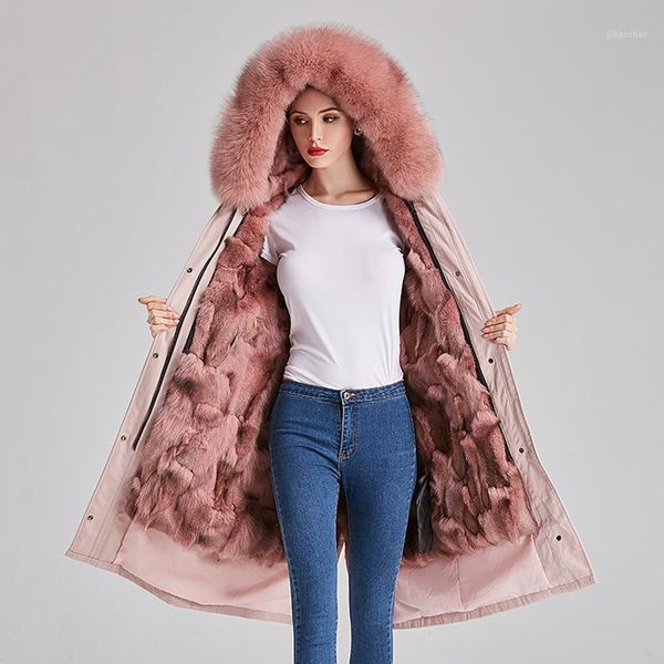 

real fur coats winter jackets women s long parka waterproof raccoon fur collar hooded casual warm real liner 2019 pink1, Black