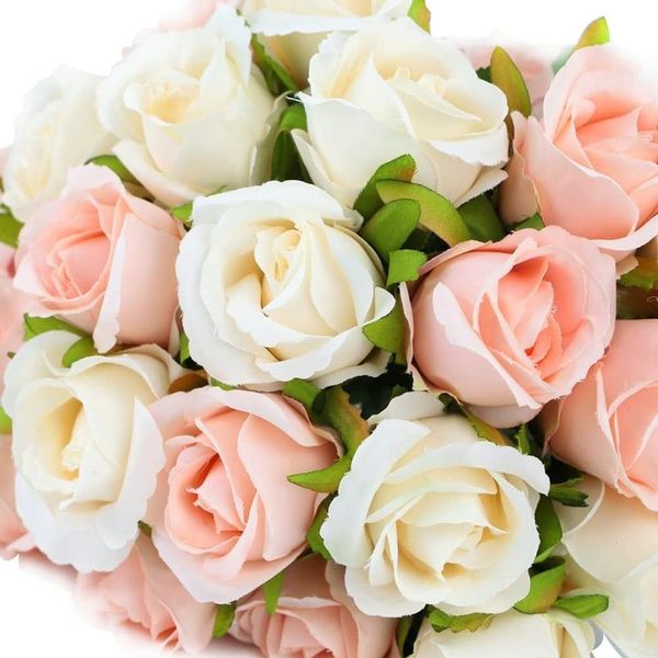 

12 heads artificial silk rose flowers bouquet white pink red for wedding bridal party home house garden festival bar de bbygnh