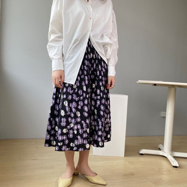 

2021 new high waist knitted casual autumn winter thick flower long women a line skirt jupe femme saia 263c, Black