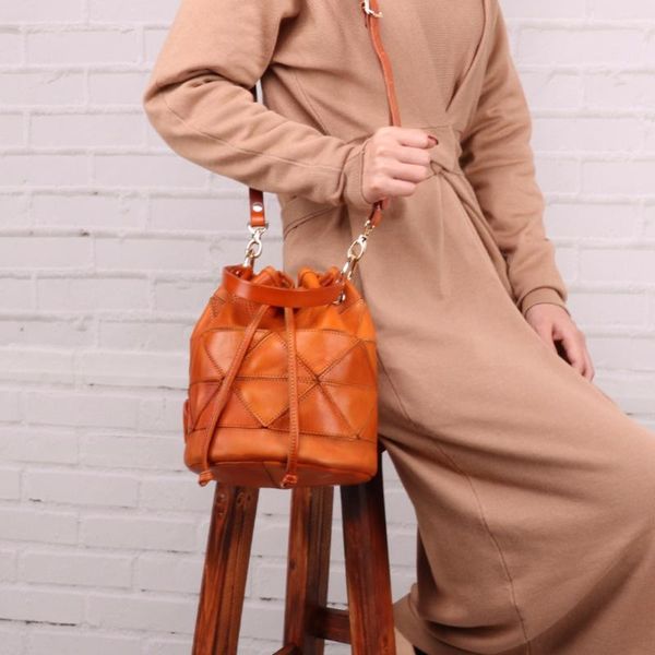 

women bag genuine leather crossbody messenger bags women's handbags fashion shoulder strap bags bucket bag