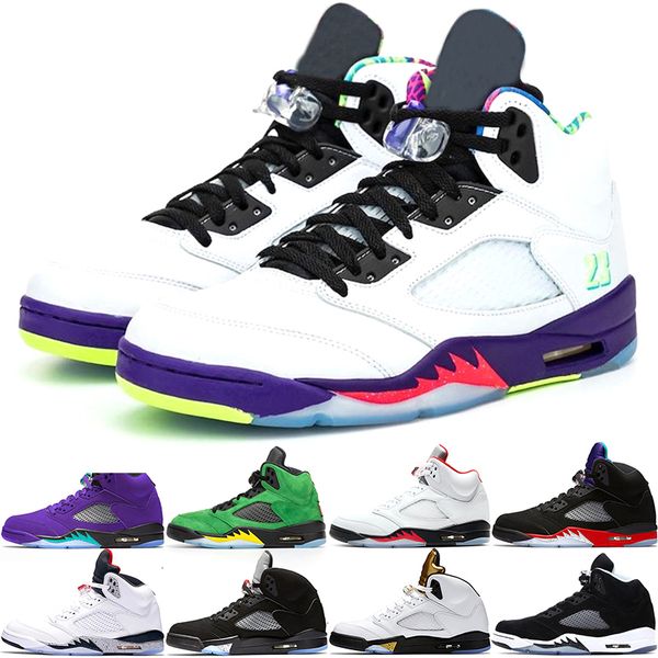 

shoes jumpman basketball 5s 5 men mens trainers og fire red for 2020 se oregon alternate grape satin bred sports sneakers size -13, Black