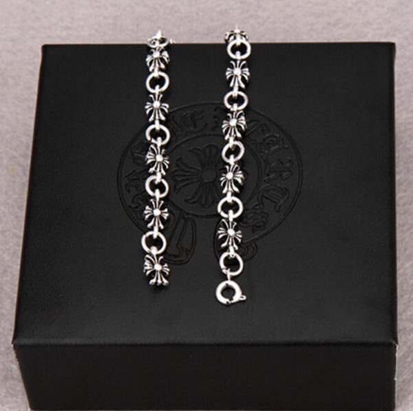 

new europe america retro cross bracelets stainless steel fashion couple bracelet men classics hip hop punk rock cross chain vintage jewelry, Black