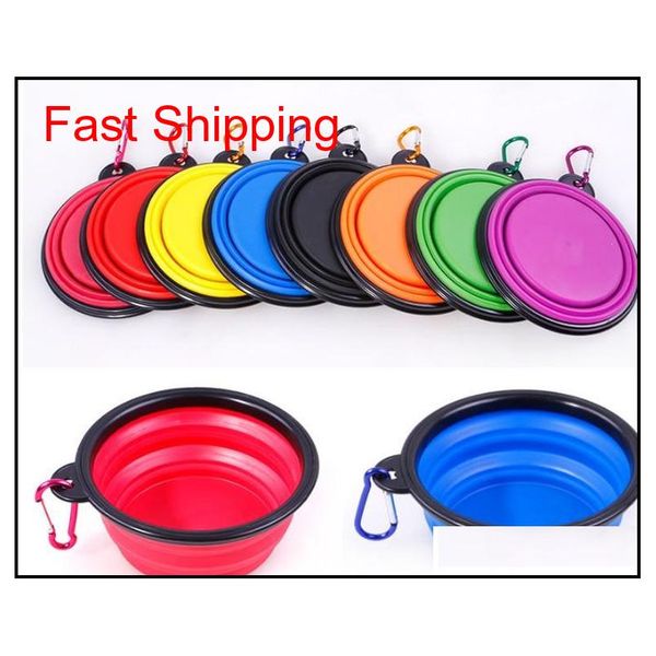 

9 colors pet sile folding bowl with climbing clip hook collapsible cats water dish pet portable feeder puppy qyldif new_dhbest