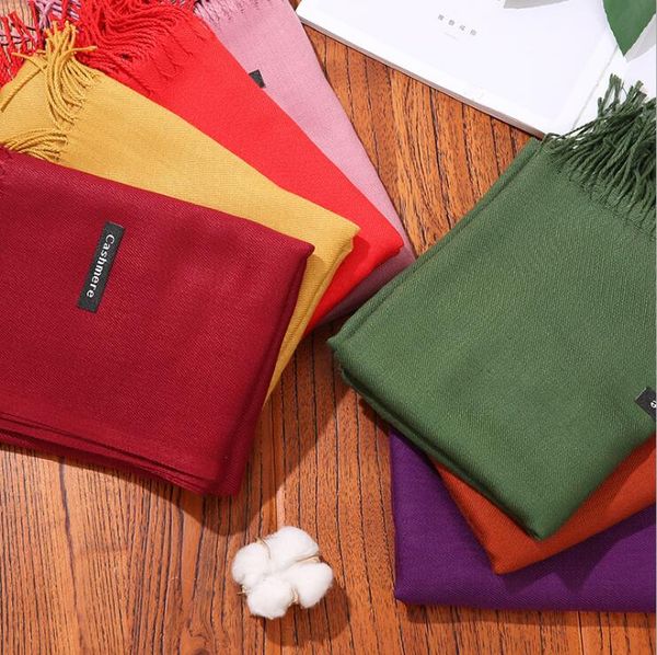 

solid color cashmere scarf 35cm thick long scarves for autumn winter keep warm tassel shawl manufacturer women multicolor 8pcs/lot, Blue;gray