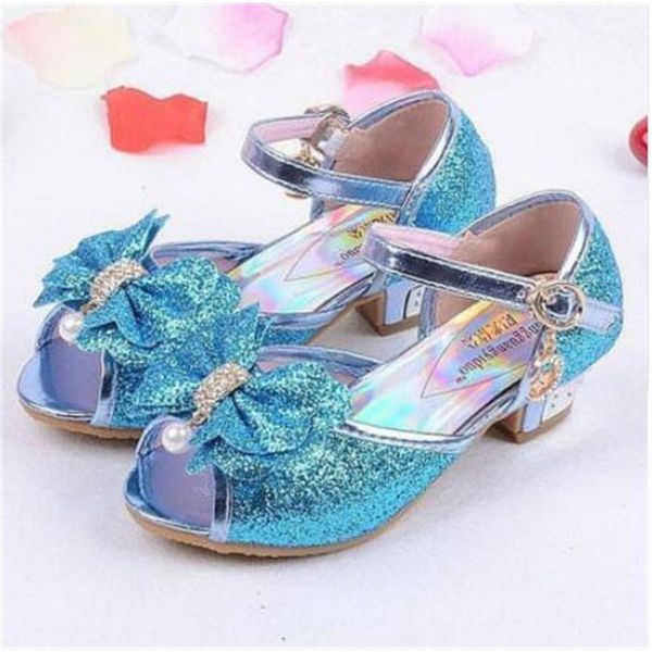 

sequins princess kids girls sandals wedding party ball dancing cinderella costume shoes, Black