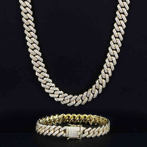 

miss jewelry luxury fashion gold plated diamond iced out miami cuban link chain for men women, Silver