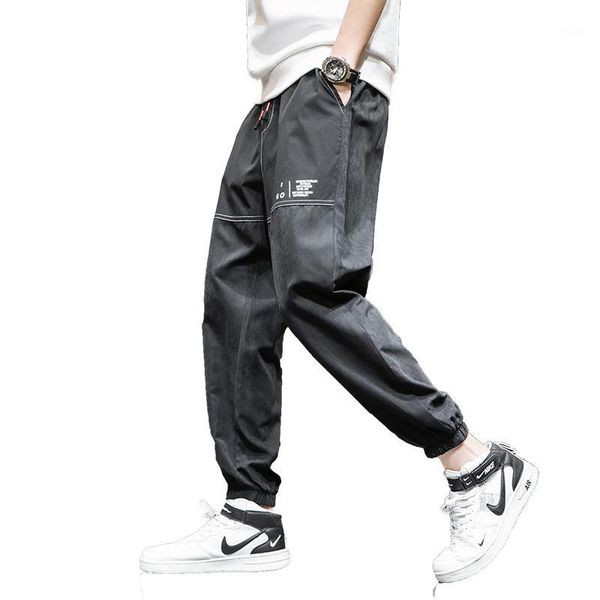 

japanese style men spring trousers casual loose men harem pants elastic waist cool legging bottom pants1, Black