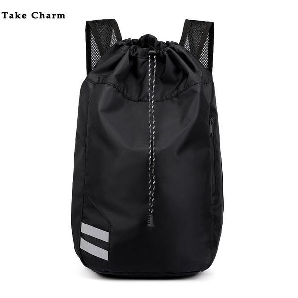 

простые мужчины баскетбол рюкзак tide большой емкости нейлон водонепроницаемый beam mouth bucket sport bag складные и легко носить черный sq