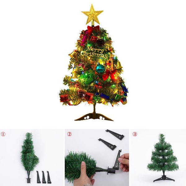 

50cm christmas tree set with lights mini gift bag candy bell diy christmas tree accessories add festival atmosphere home decor