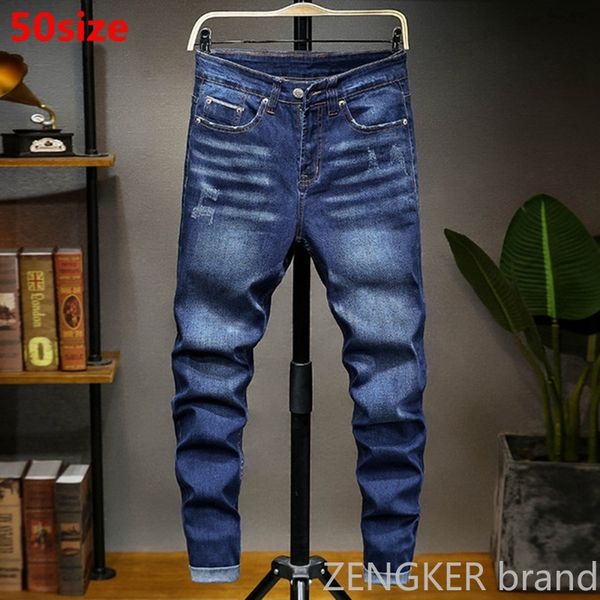 

spring new big size men's jeans simple and stylish korean pants 50 48 46 loose trousers men large size jeans