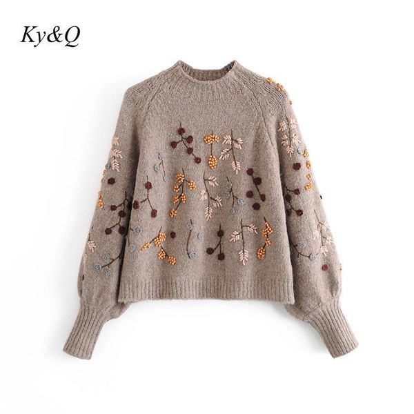 

2021 autumn winter runway new beading flower sweater women long sleeve knitted pullovers fashion luxury heavy industry, White;black