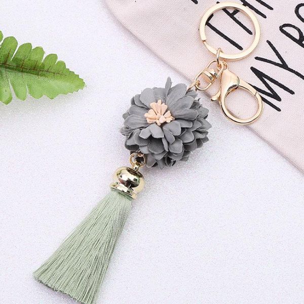 

new flower women with tassel key chain golden fashion key ring women bag pendant car keychain for women gl5037 h jllycc, Red;blue