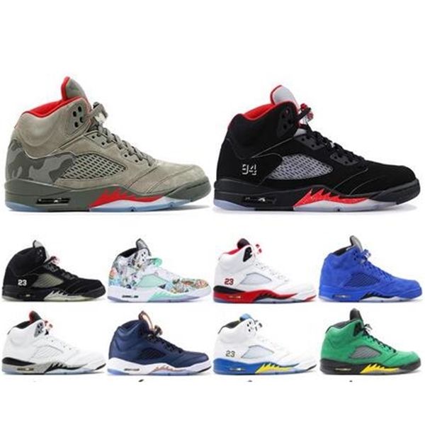 

mens 5 5s basketball shoes sneakers island green suede trophy room michigan wings olympic bred women 2020 new arrival chaussure luxury shoes