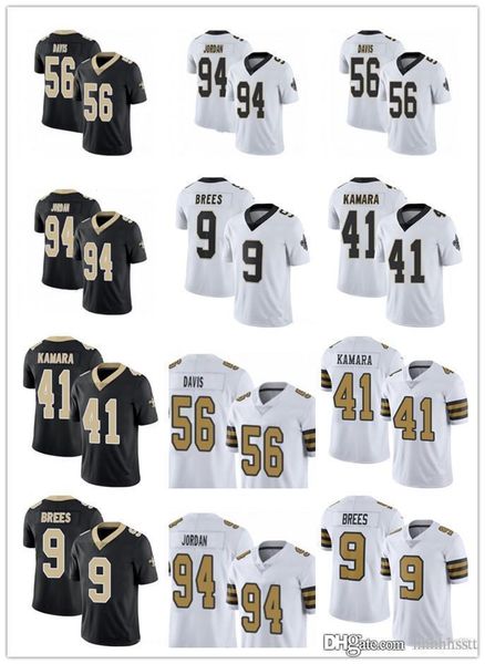 

men women new orleans youth saints 9 drew brees 94 cameron 41 alvin kamara 56 demario davis football jerseys, Black;red