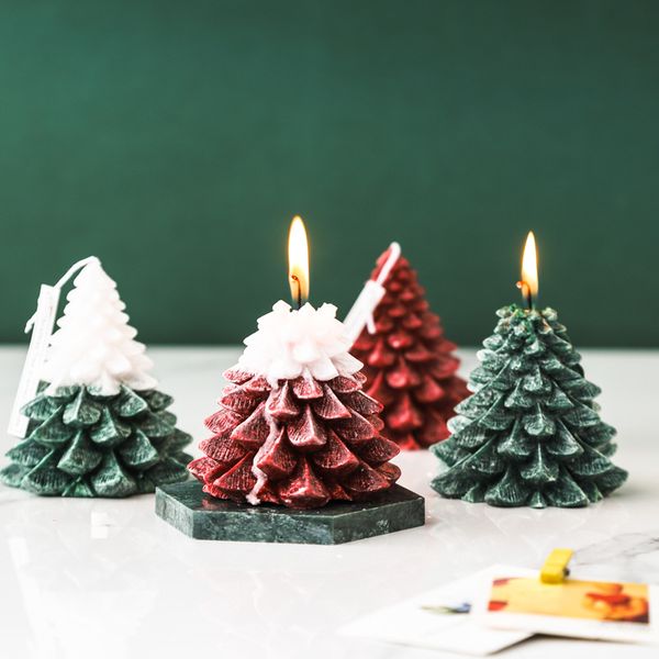 

creative festival handmade christmas tree aromatherapy candle ice flower candle neutral no logo craft candle atmosphere layout