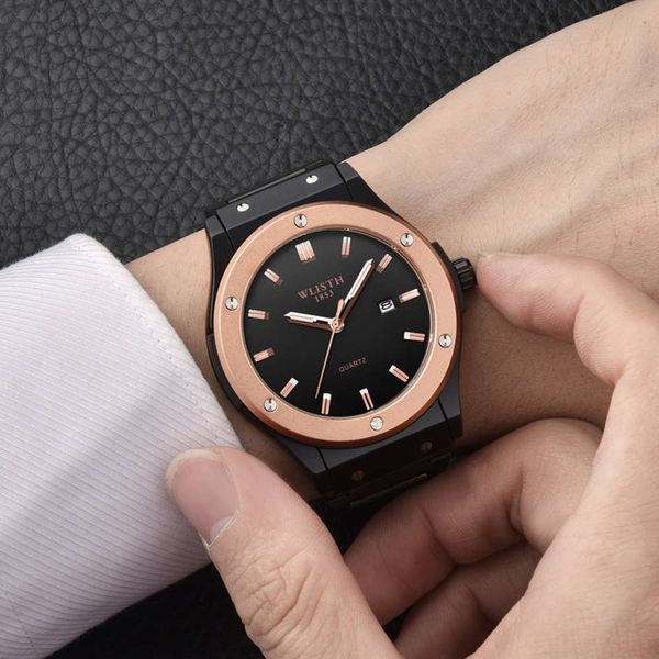 

watch men's quartz leisure luminous watch steel band men's watch, Slivery;brown