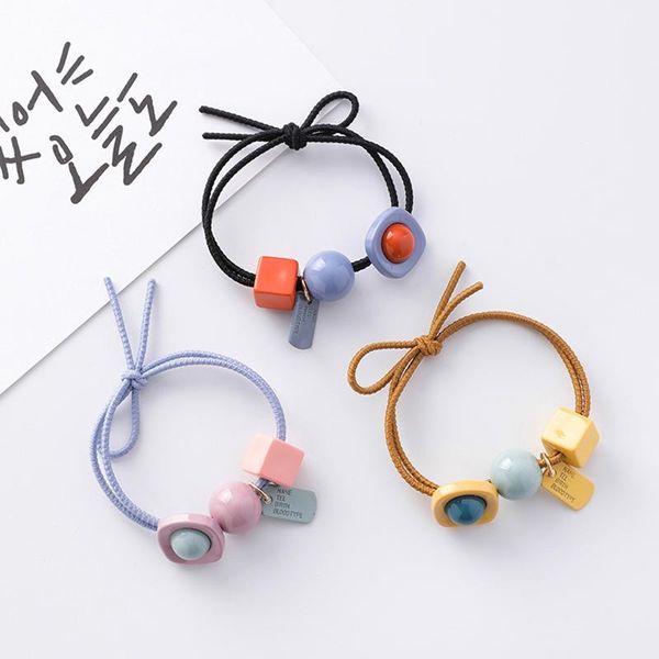 

hair accessories woman acrylic ties chic scrunchy girl candy color gum ponytail holder femme elastic hairband