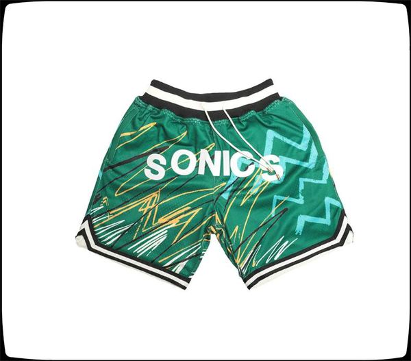 

seattle supersonics men shorts just don by mitchell & ness basketball pocket pants team s-2xl, Black