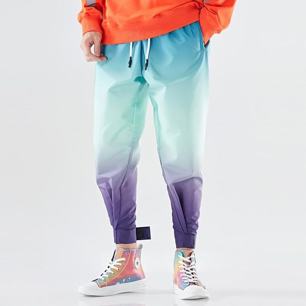 

men's pants 2021 fashion harem men gradient trend hip hop mens joggers pant plus size regular fit drawstring streetwear trousers male1, Black