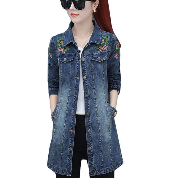 

2020 autumn women jackets embroidery denim jacket loose casual jeans jacket women coat outwear female plus size 5xl p327, Black;brown