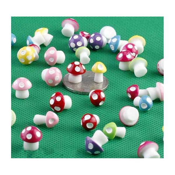 

micro landscape decoration accessories mini colorful fleshy mushroom 3 white dots on moss ecological bottle assembly diy resin