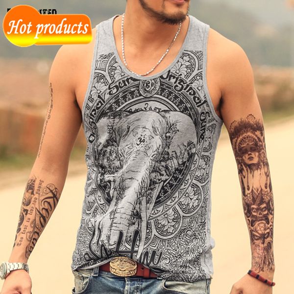 

2021 the new vest with elephant pattern, grey, male, casual, fitness, sleeveless, gazp hop, t680, White;black