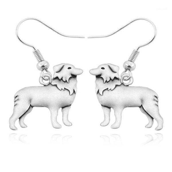 

dangle & chandelier vintage boho border collie drop earring bohemian dog charms earrings for women brincos long earings fashion jewelry pend, Silver